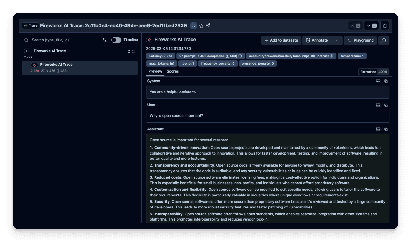 Langfuse Trace Example